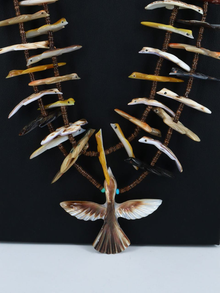 Vintage Double Strand Zuni Fetish Carved Bird Necklace - PuebloDirect.com