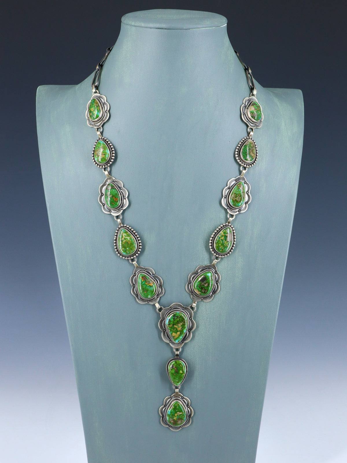 Native American Sonoran Gold Turquoise Lariat Y Necklace - PuebloDirect.com