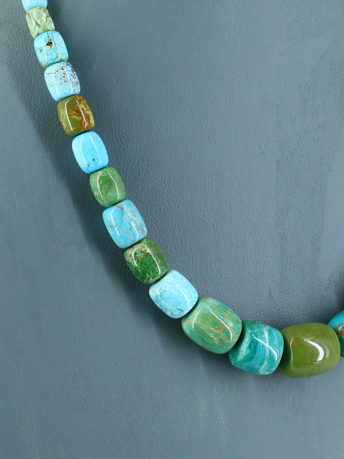 Navajo 19" Single Strand Barrel Bead Turquoise Necklace - PuebloDirect.com