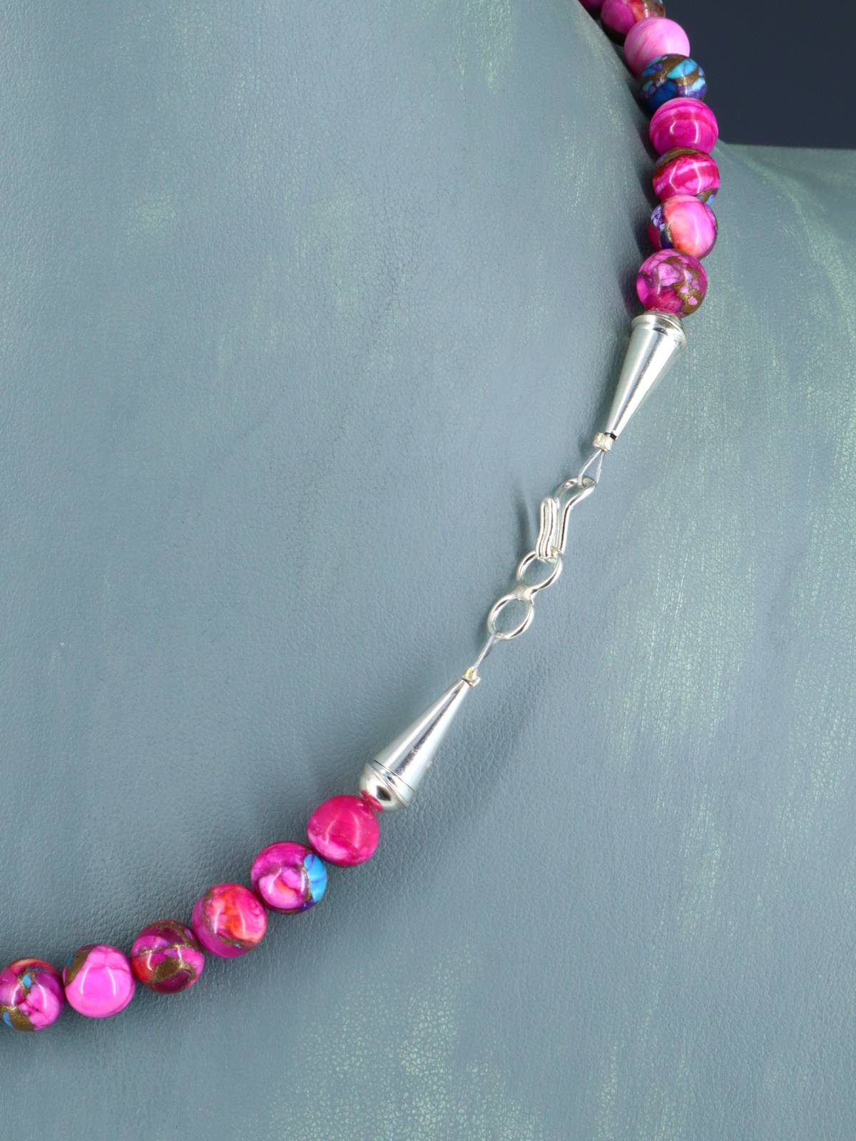 19" Single Strand Compressed Dyed Turquoise Necklace - PuebloDirect.com
