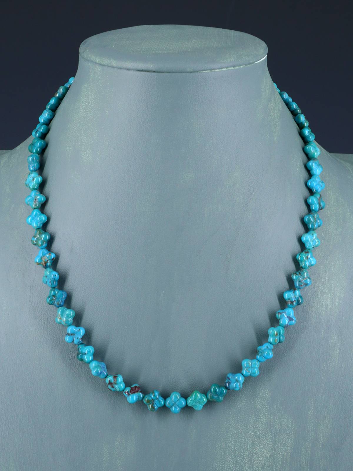 Navajo 18" Single Strand Turquoise Cushion Bead Necklace - PuebloDirect.com