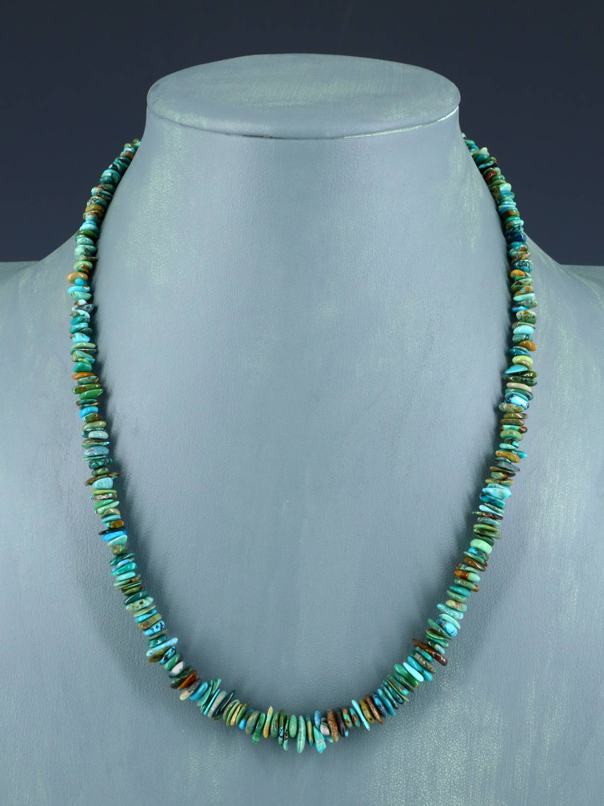Navajo Single Strand Polychrome Turquoise Necklace - PuebloDirect.com