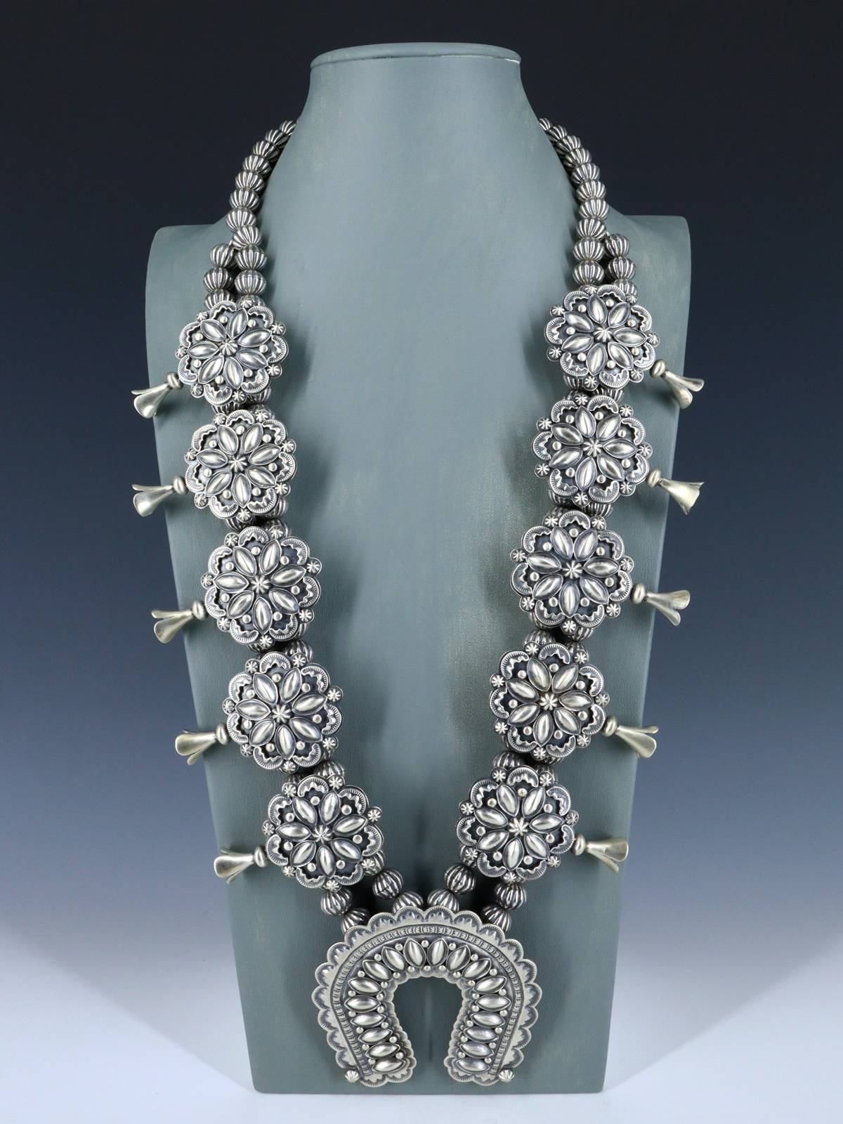 Native American Sterling Silver Squash Blossom Necklace - PuebloDirect.com
