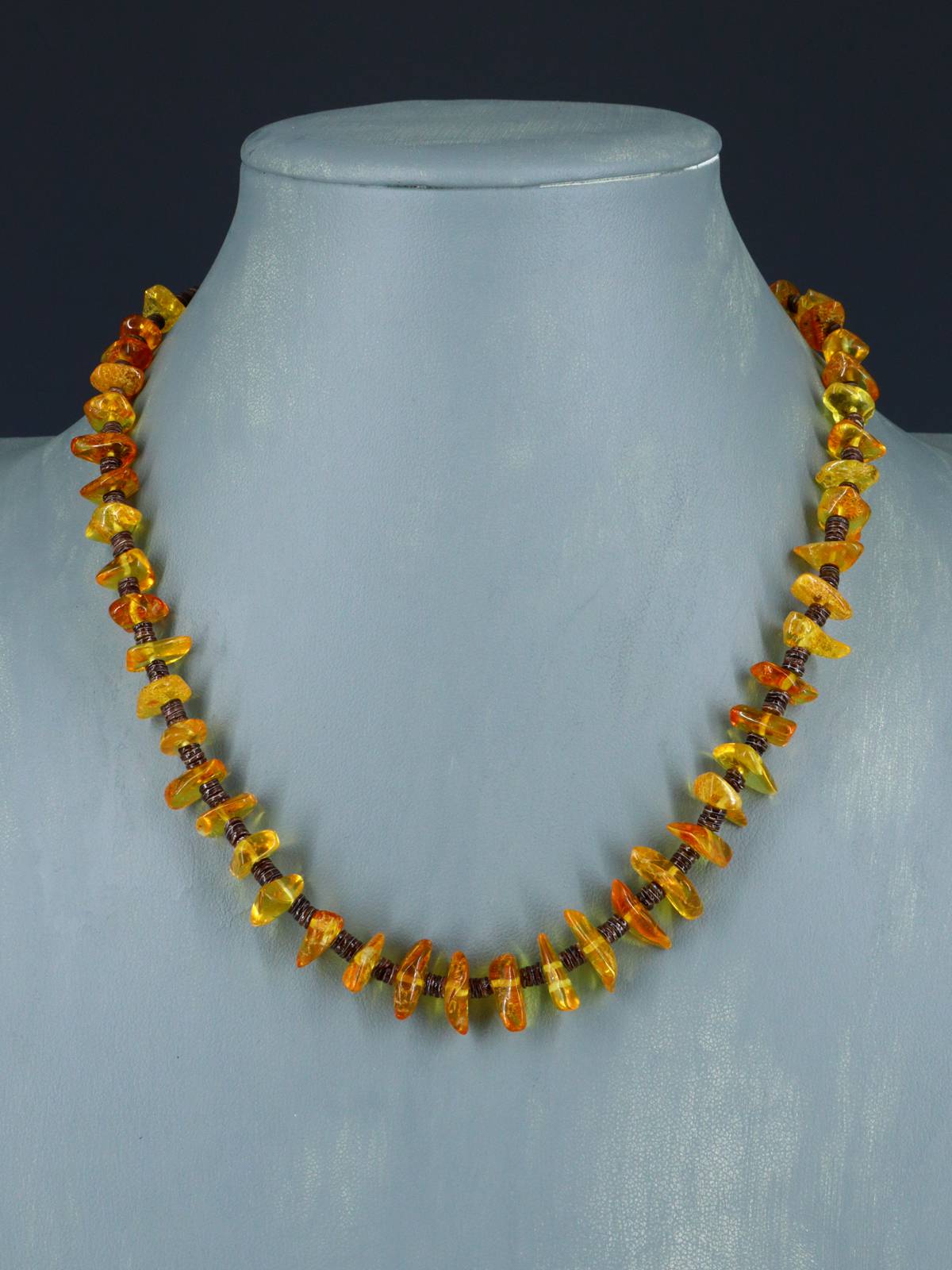 Native American Amber and Shell Heishi Choker Necklace - PuebloDirect.com