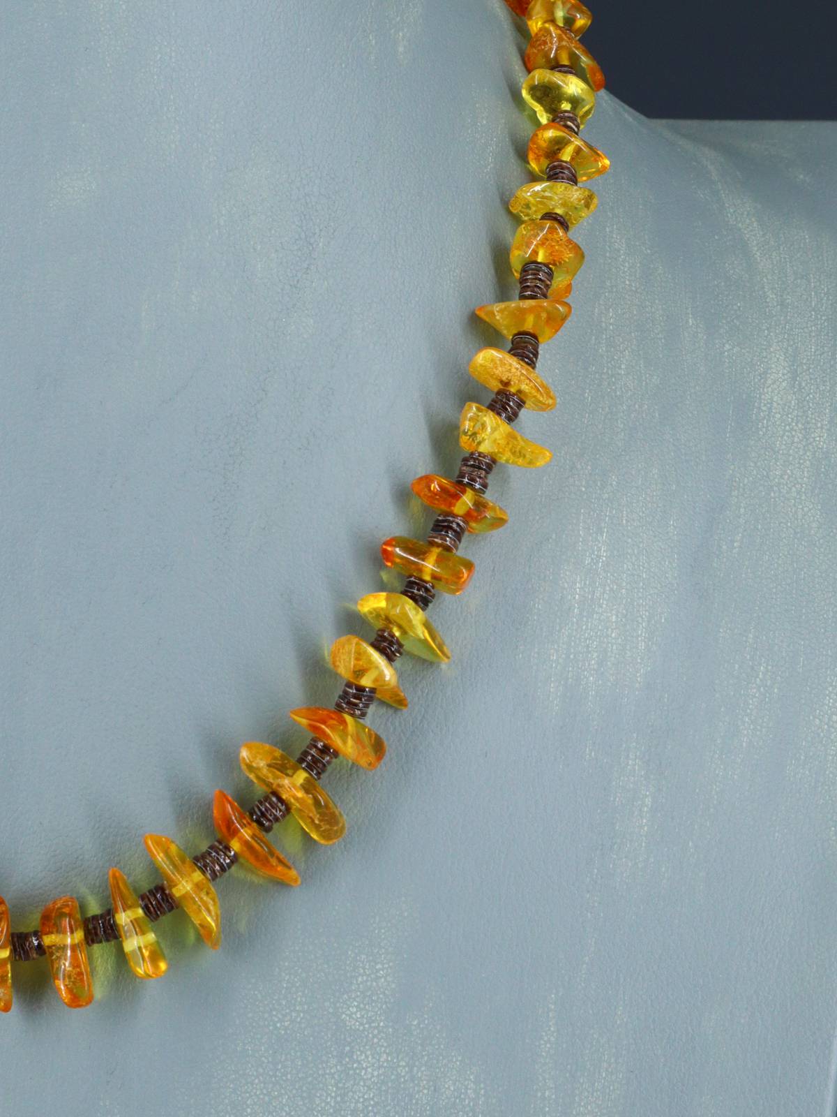 Native American Amber and Shell Heishi Choker Necklace - PuebloDirect.com