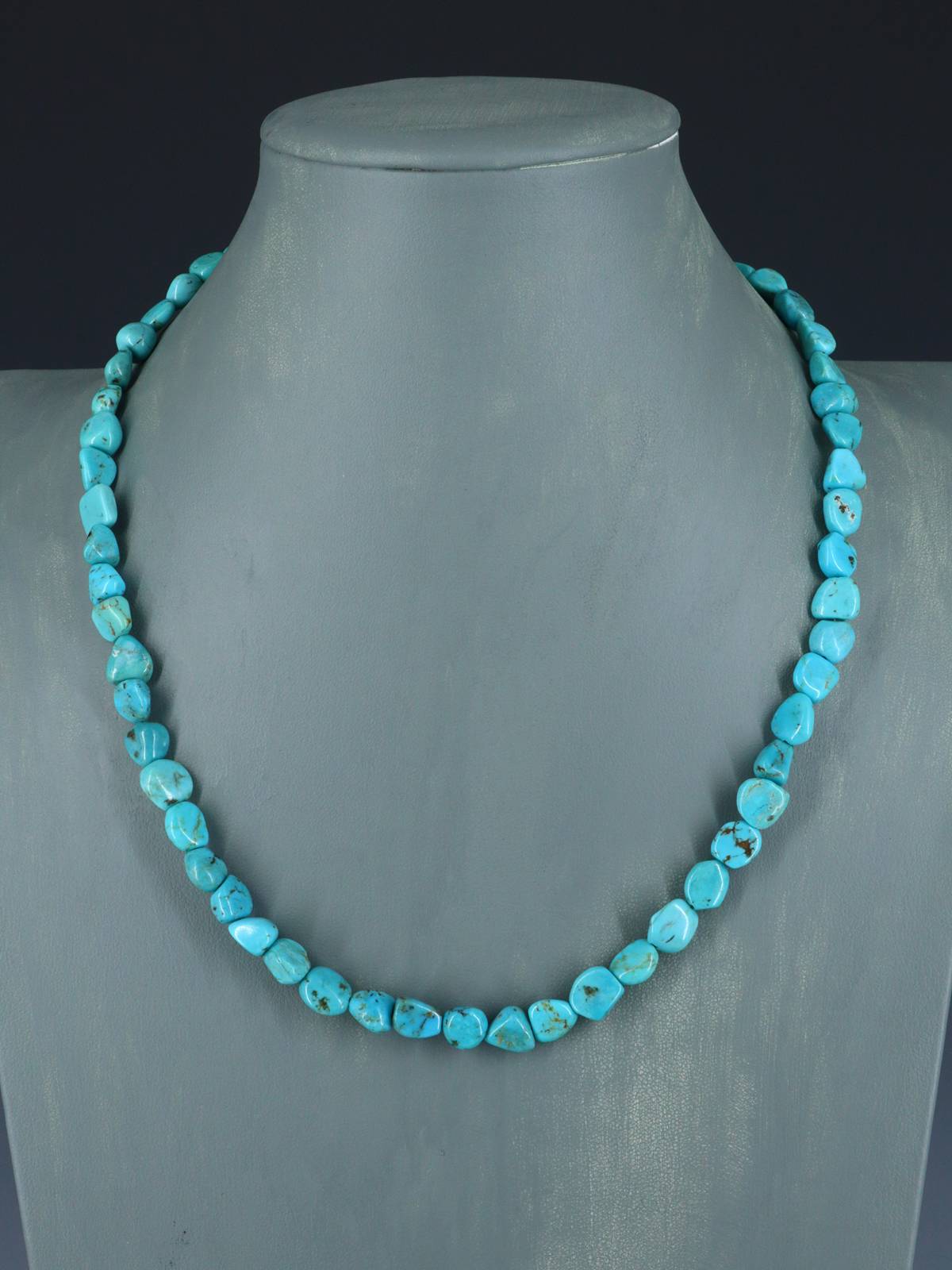 21" Native American Jewelry Single Strand Turquoise Nugget Necklace - PuebloDirect.com