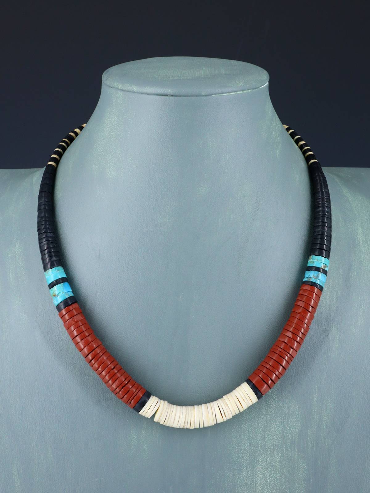 Collar de concha y turquesa de nativo americano de 18"