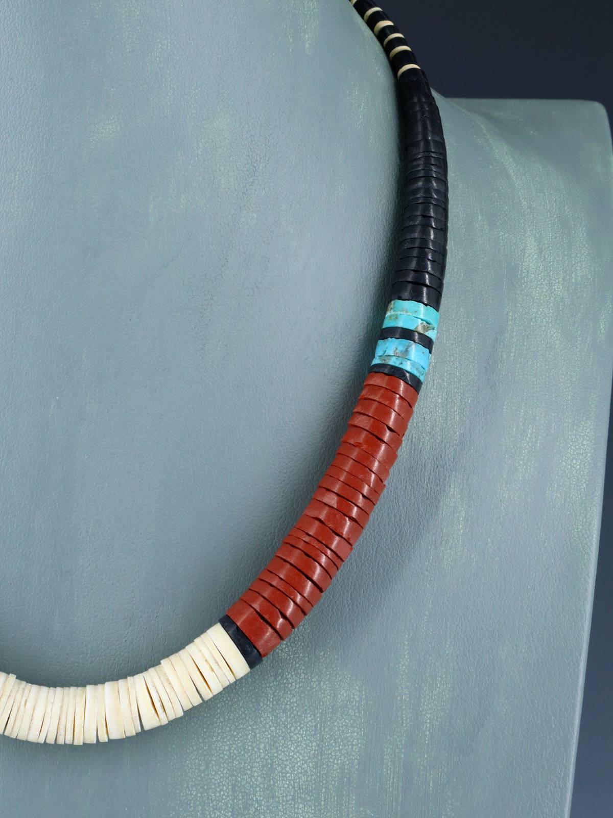 Collar de concha y turquesa de nativo americano de 18"