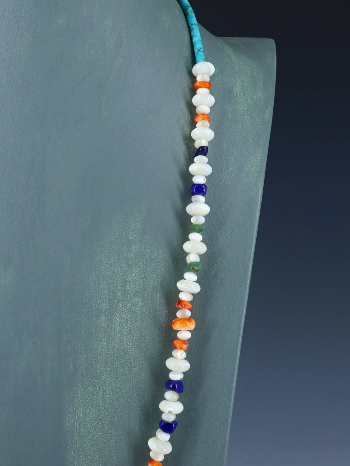 Santo Domingo Mother of Pearl Single Strand Beaded Necklace