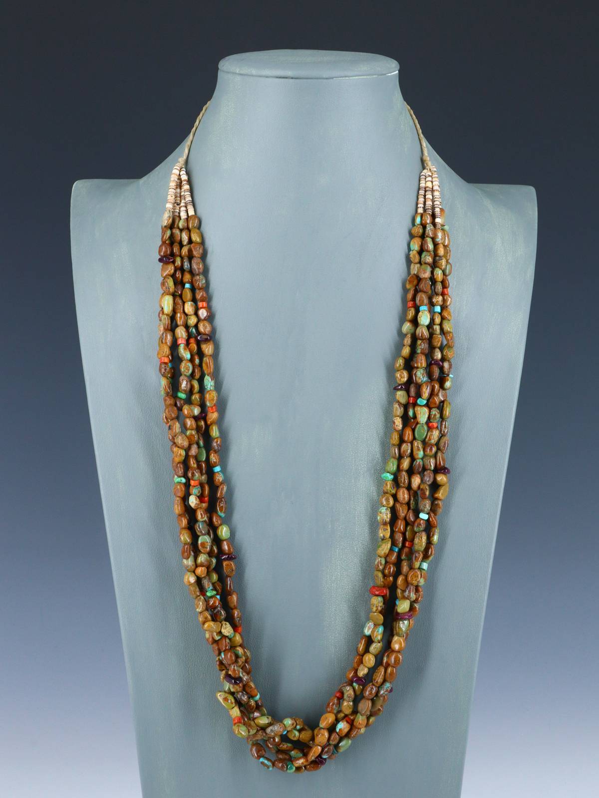 Native American Turquoise Five Strand Beaded Necklace - PuebloDirect.com