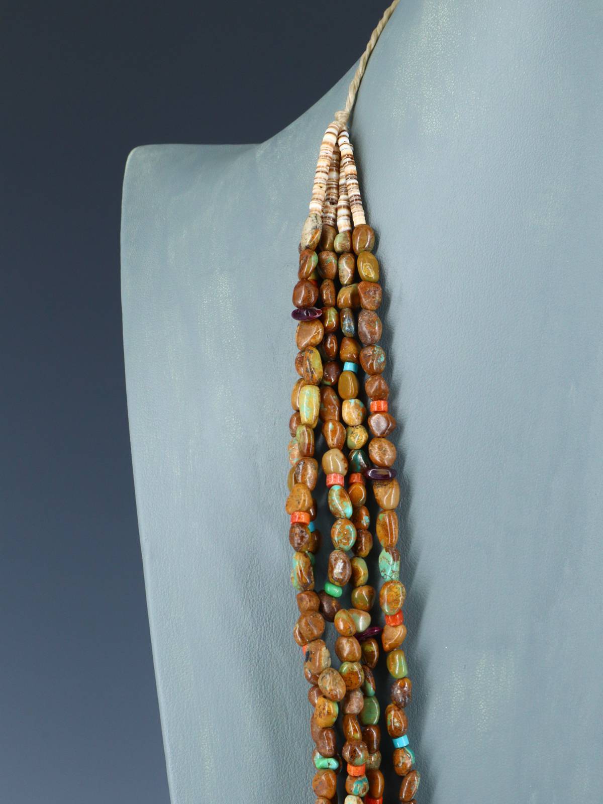 Native American Turquoise Five Strand Beaded Necklace - PuebloDirect.com