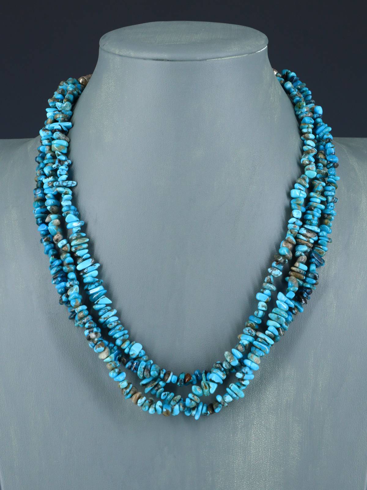 Native American Turquoise Triple Strand Necklace - PuebloDirect.com