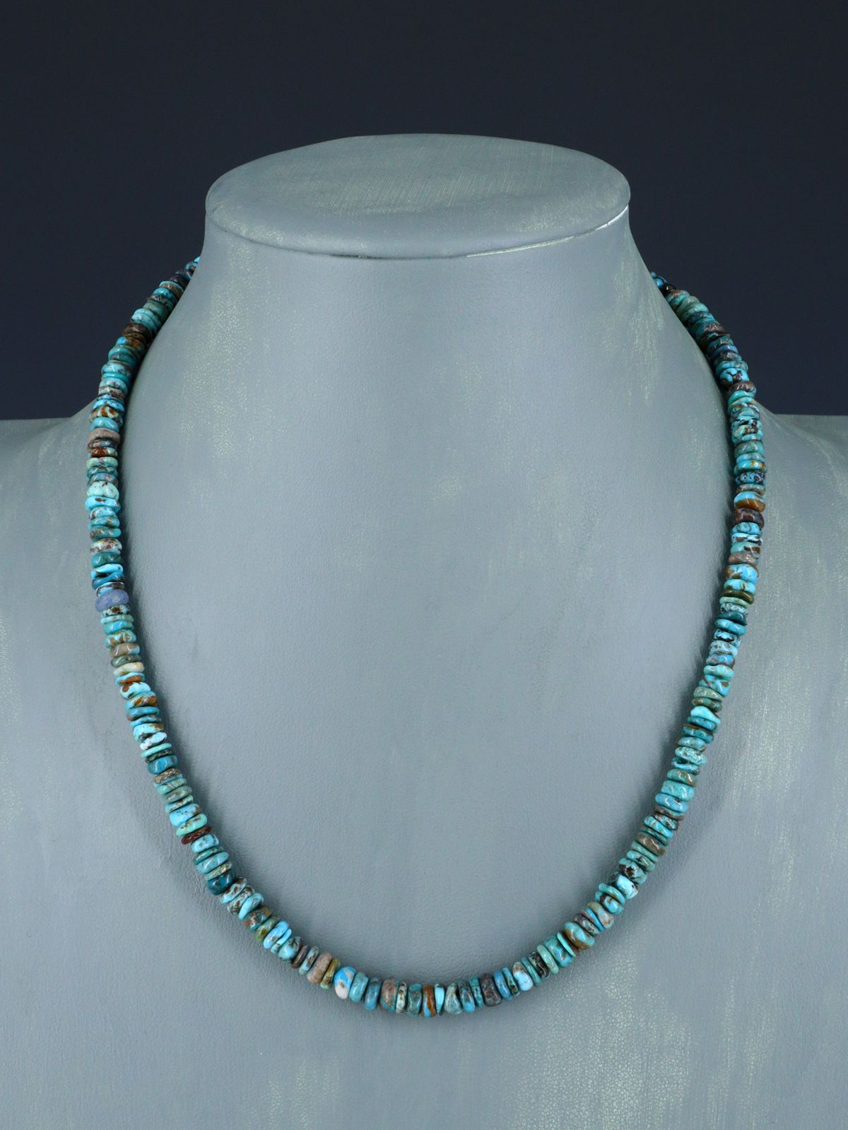 Navajo 18" Single Strand Turquoise Beaded Necklace - PuebloDirect.com