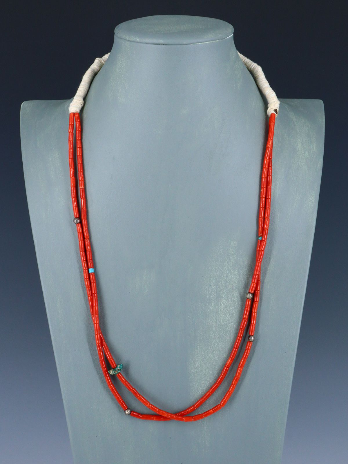 Estate Native American Two Strand Coral and Turquoise Necklace - PuebloDirect.com