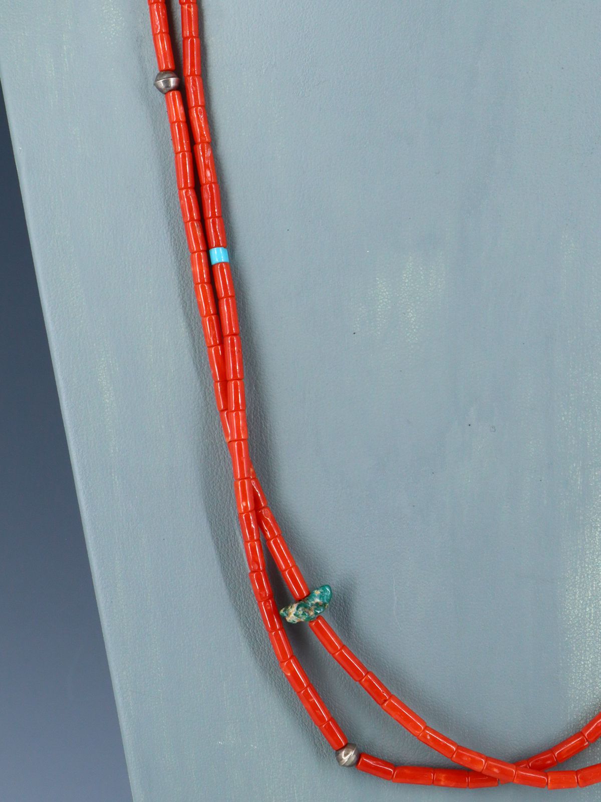 Estate Native American Two Strand Coral and Turquoise Necklace - PuebloDirect.com