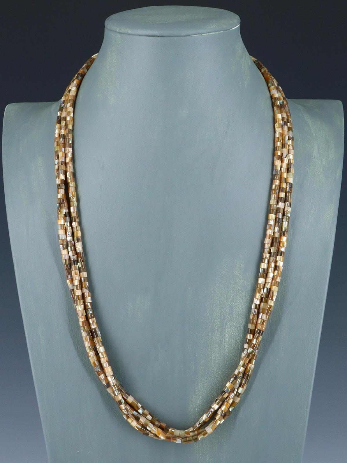 Native American Jewelry Three Strand Abalone Necklace - PuebloDirect.com
