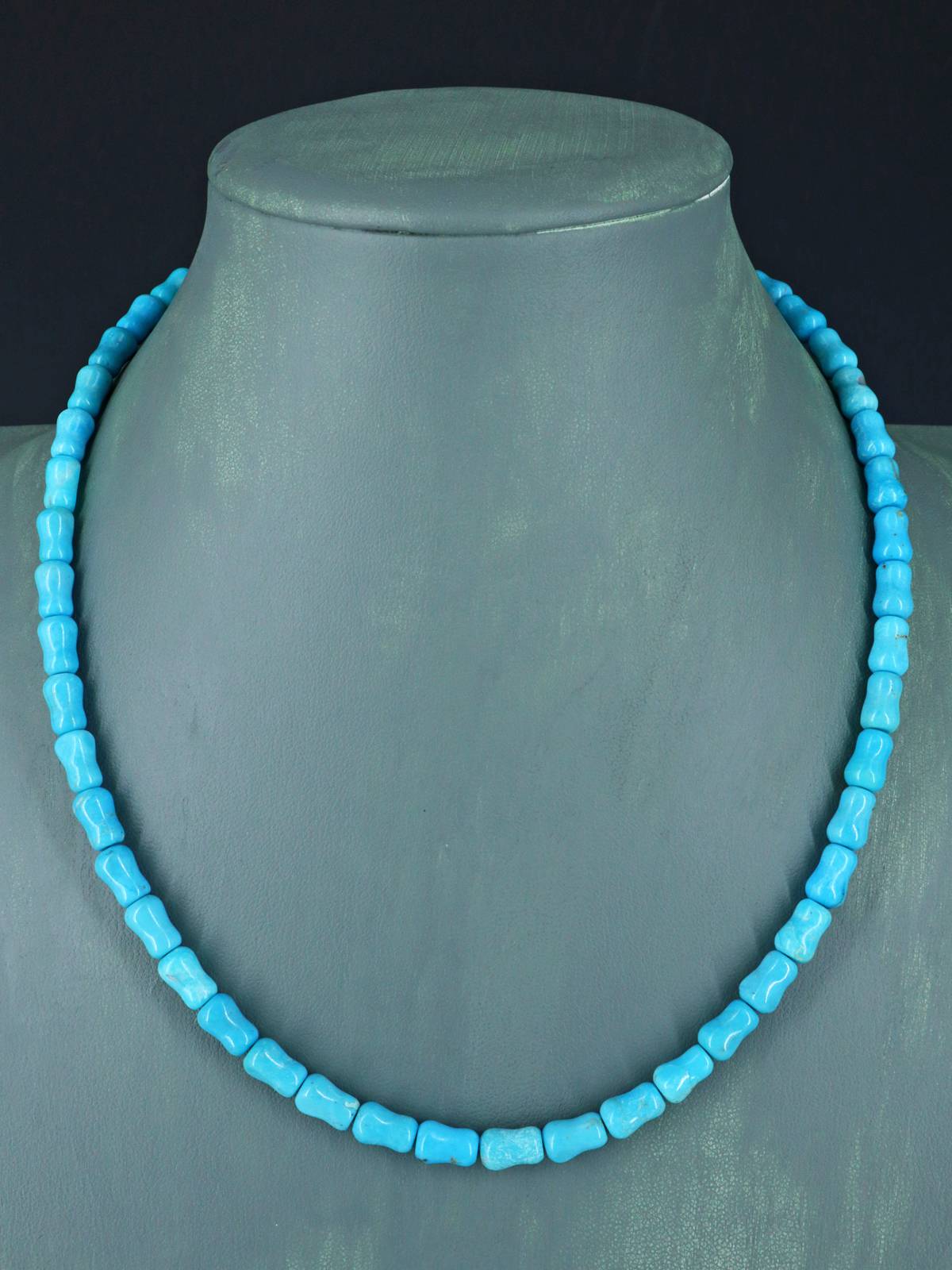 18" Single Strand Turquoise Bone Beads Necklace