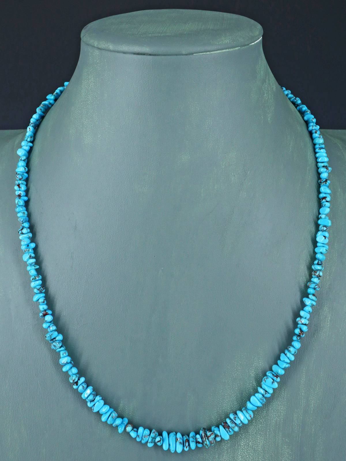 21" Navajo Single Strand Egyptian Turquoise Necklace