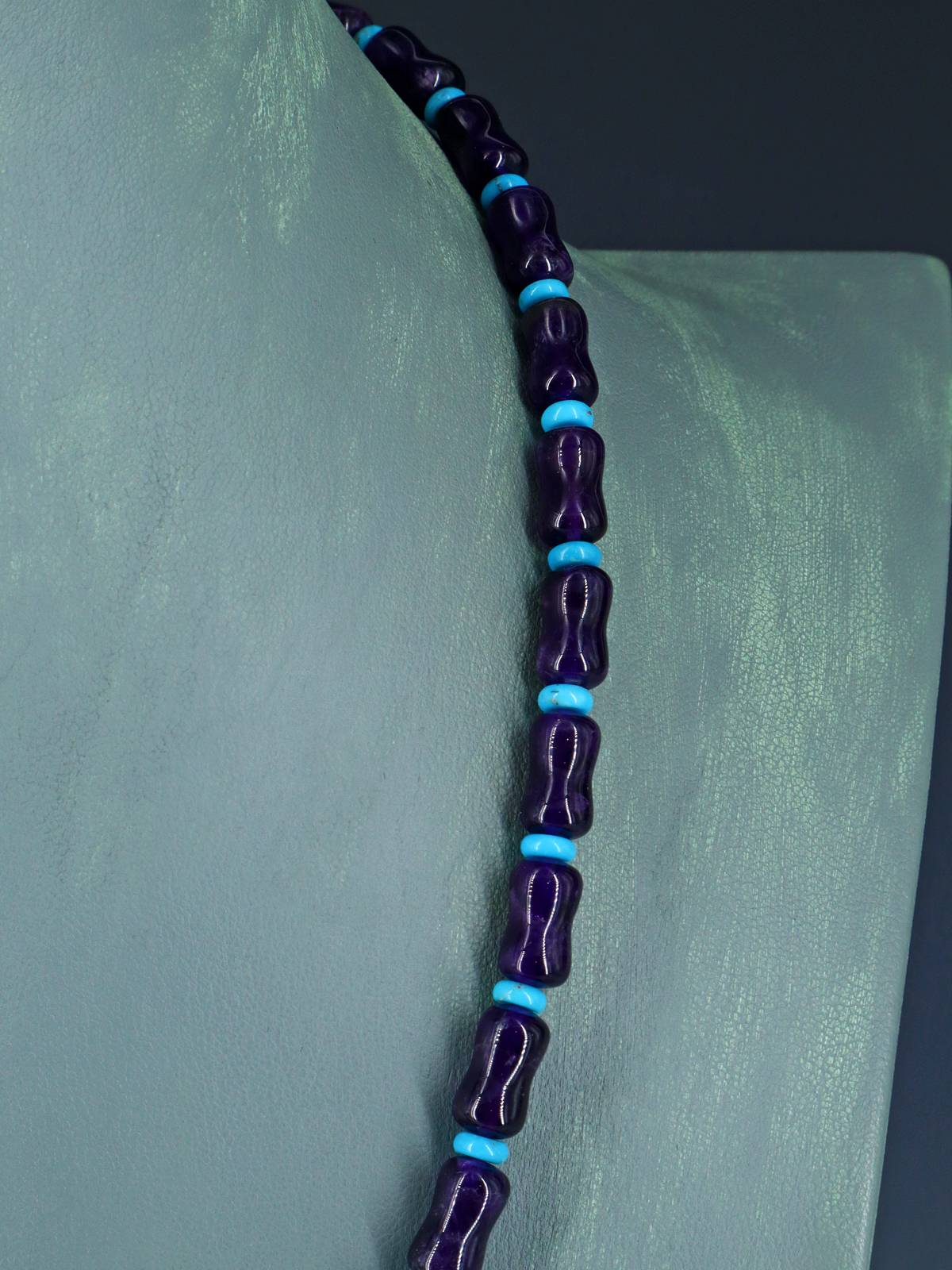 Navajo Single Strand Amethyst and Sleeping Beauty Turquoise Necklace