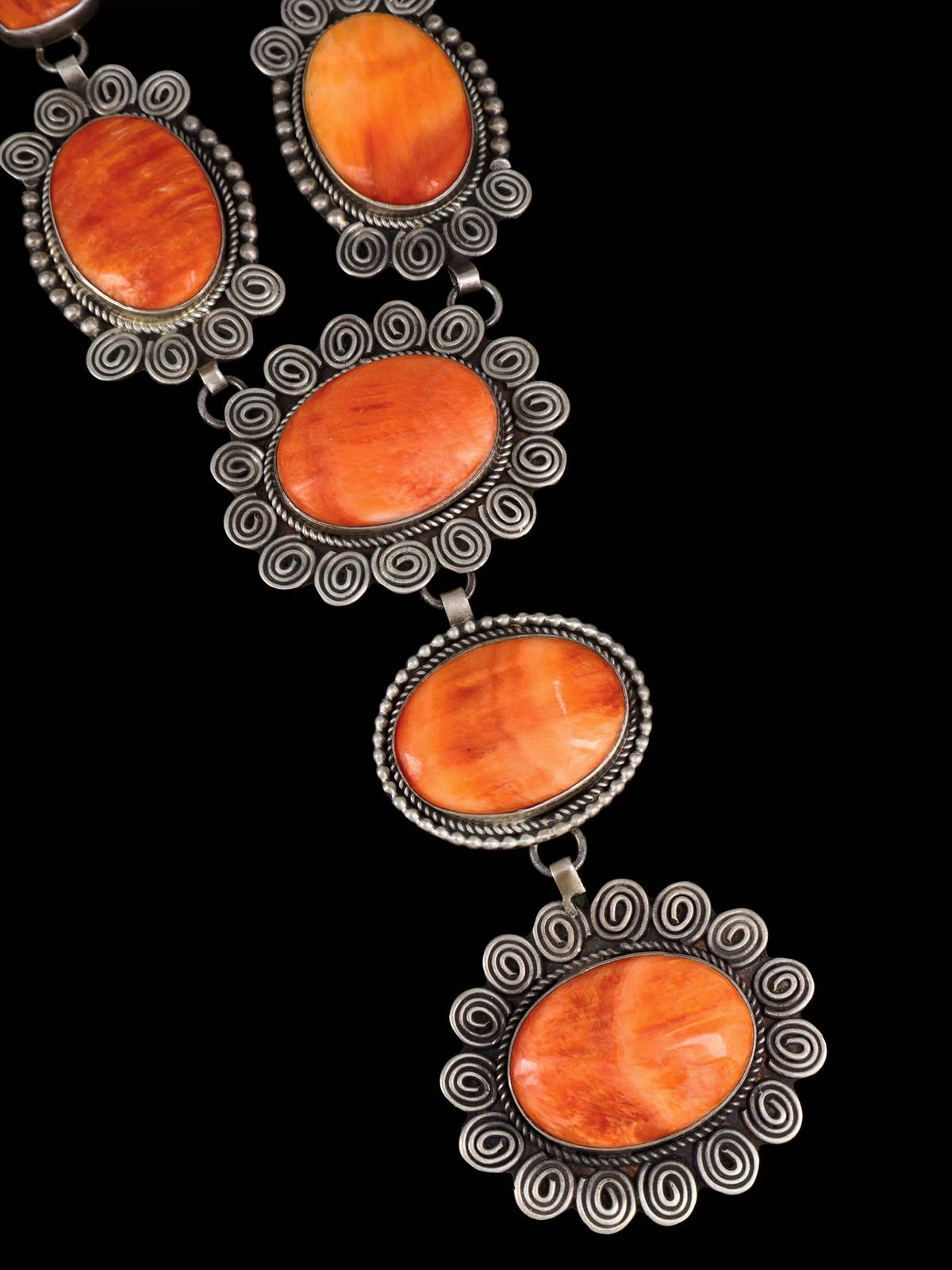 Native American Jewelry Orange Spiny Oyster Lariat Y Necklace