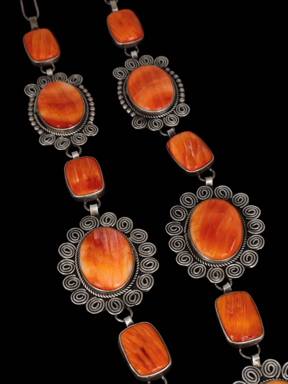 Native American Jewelry Orange Spiny Oyster Lariat Y Necklace