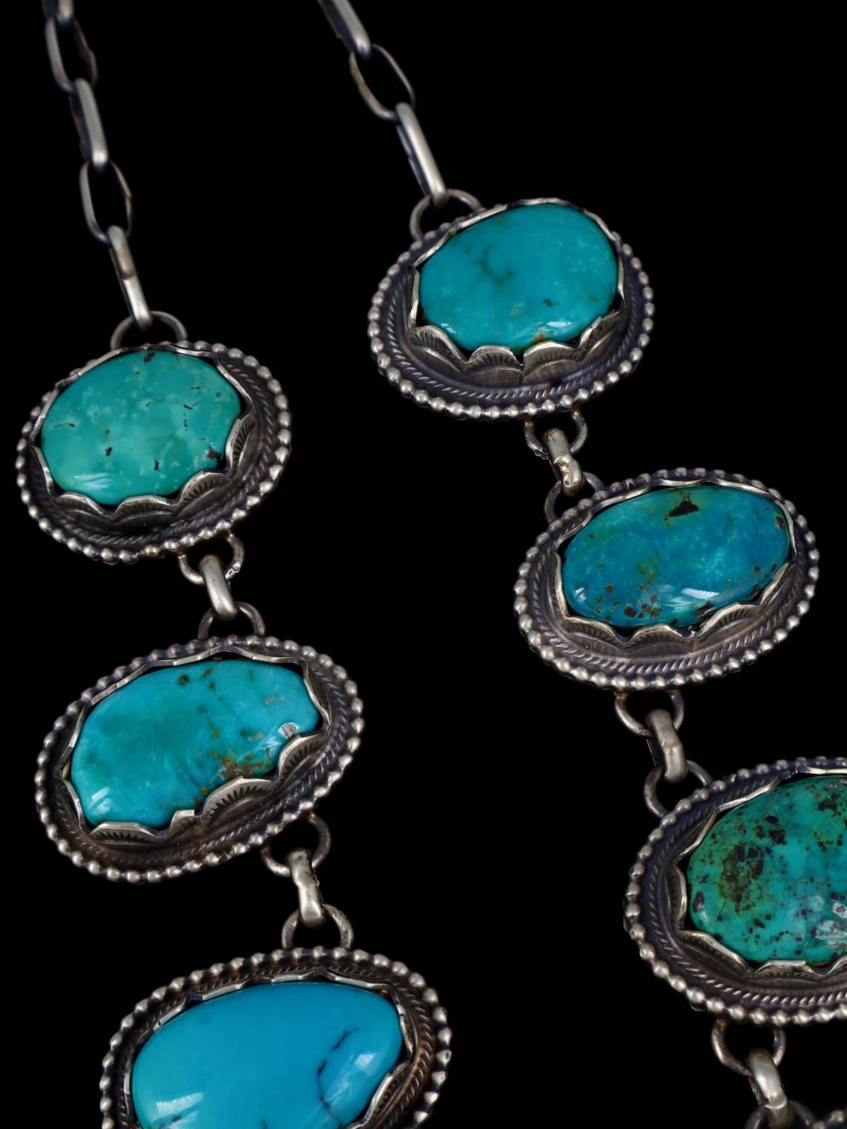 Navajo Lone Mountain and Carico Turquoise Choker Necklace - PuebloDirect.com