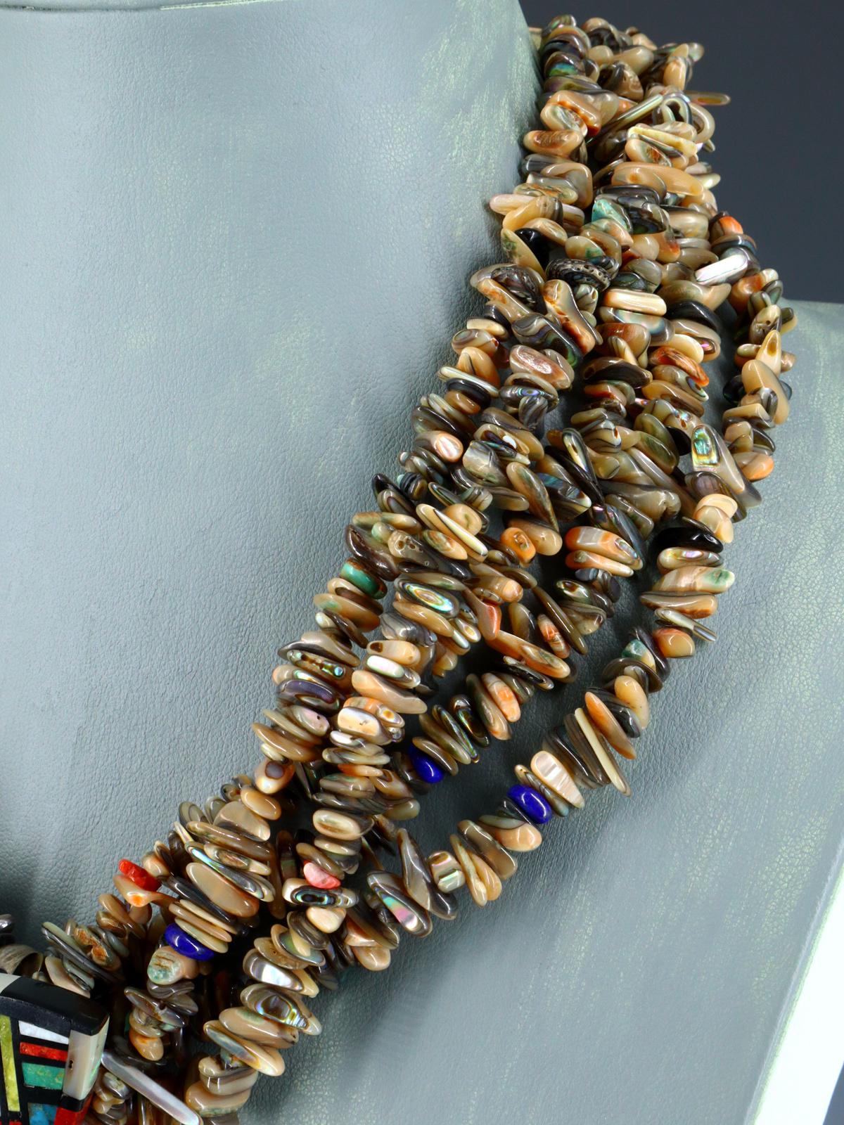 Native American Santo Domingo Mosaic Inlay Abalone Shell Necklace - PuebloDirect.com