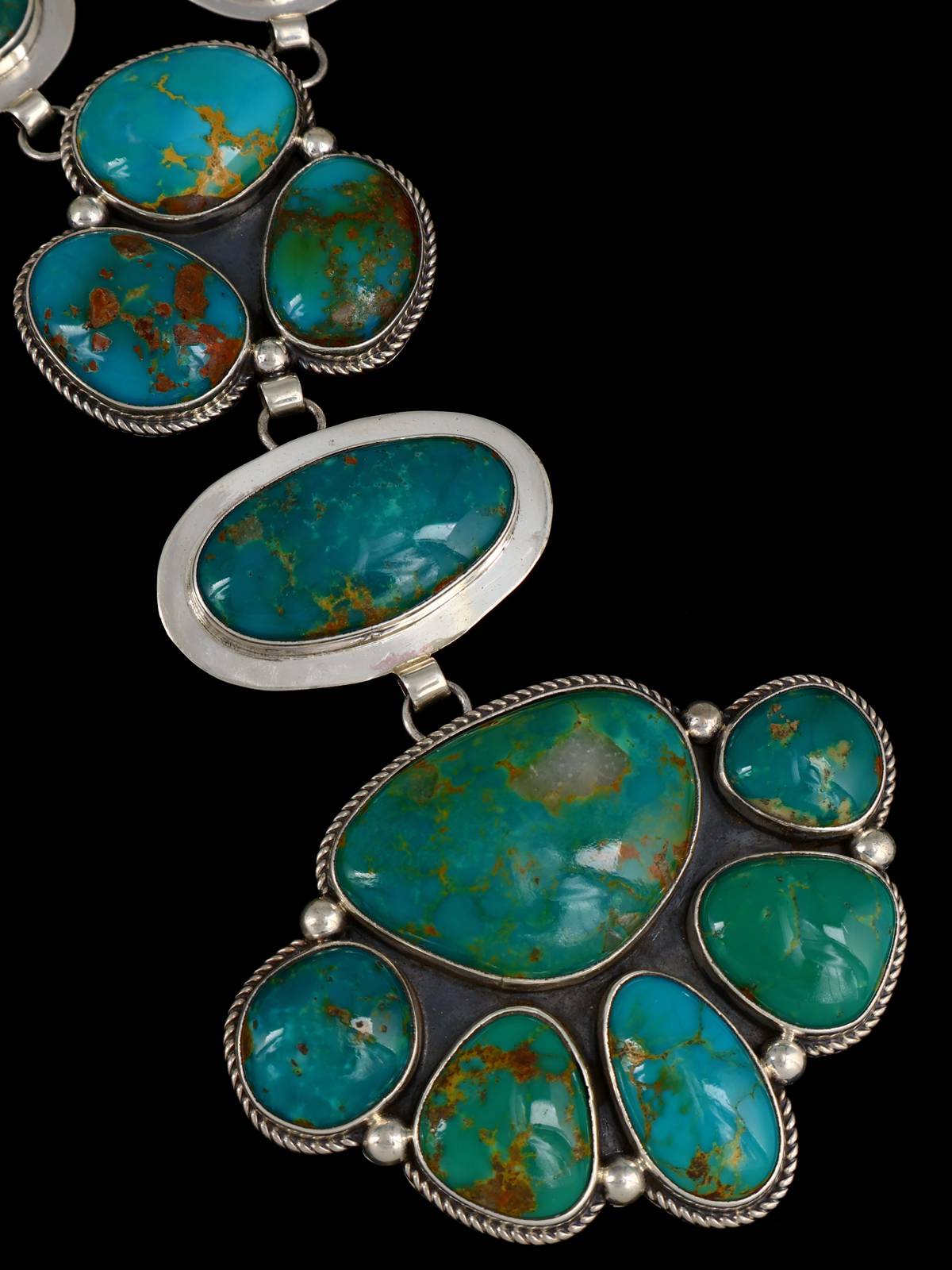 Native American Sterling Silver Royston Turquoise Lariat Necklace - PuebloDirect.com