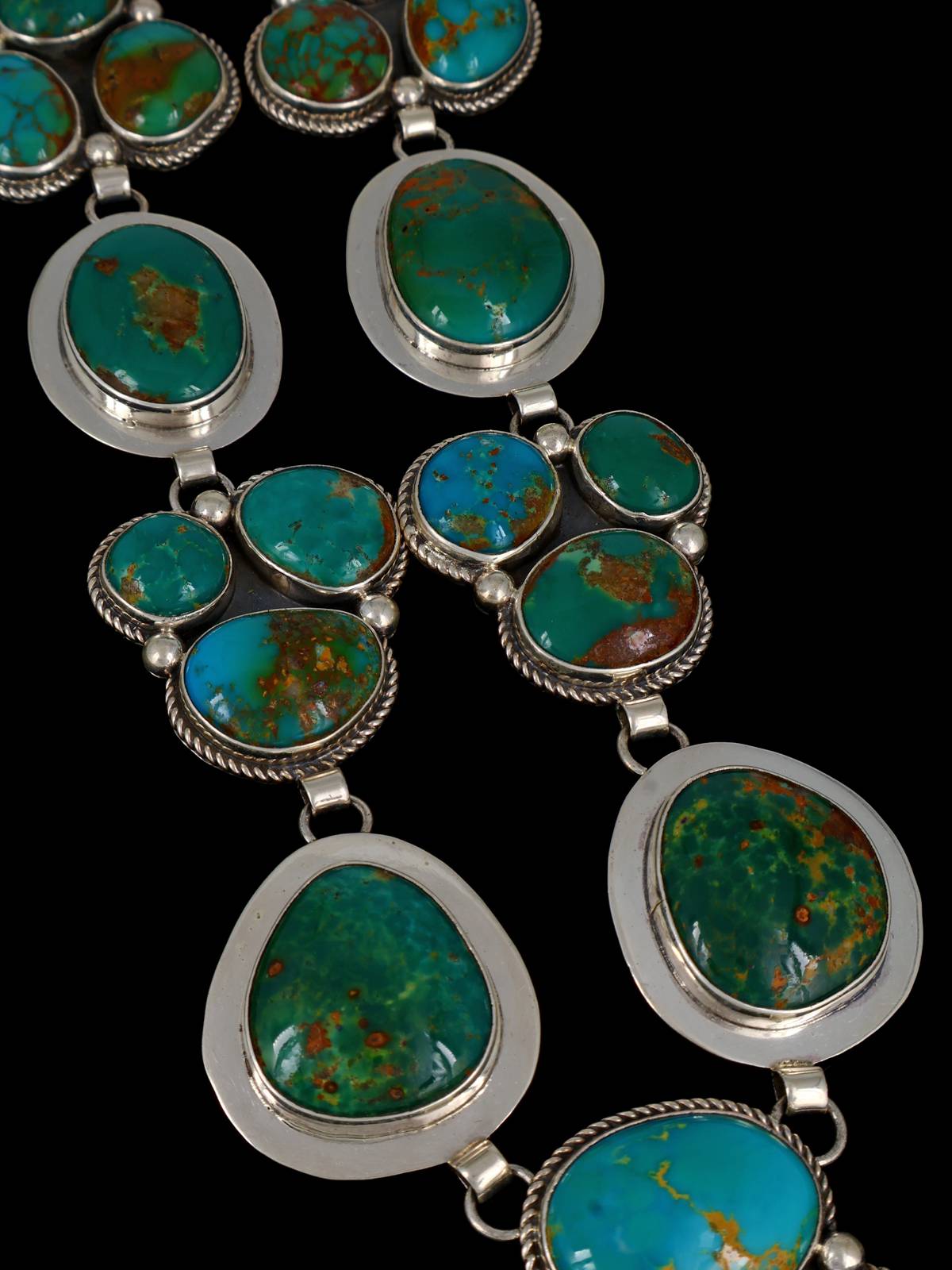 Native American Sterling Silver Royston Turquoise Lariat Necklace - PuebloDirect.com