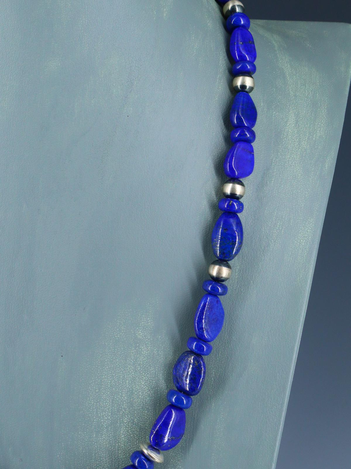 Native American Blue Lapis Beaded Single Strand Necklace - PuebloDirect.com