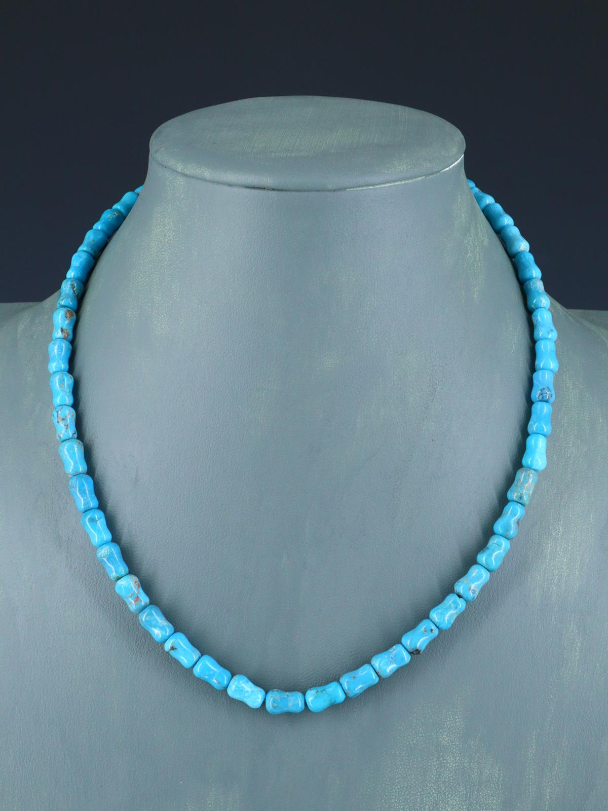 18" Single Strand Turquoise Bone Beads Necklace - PuebloDirect.com