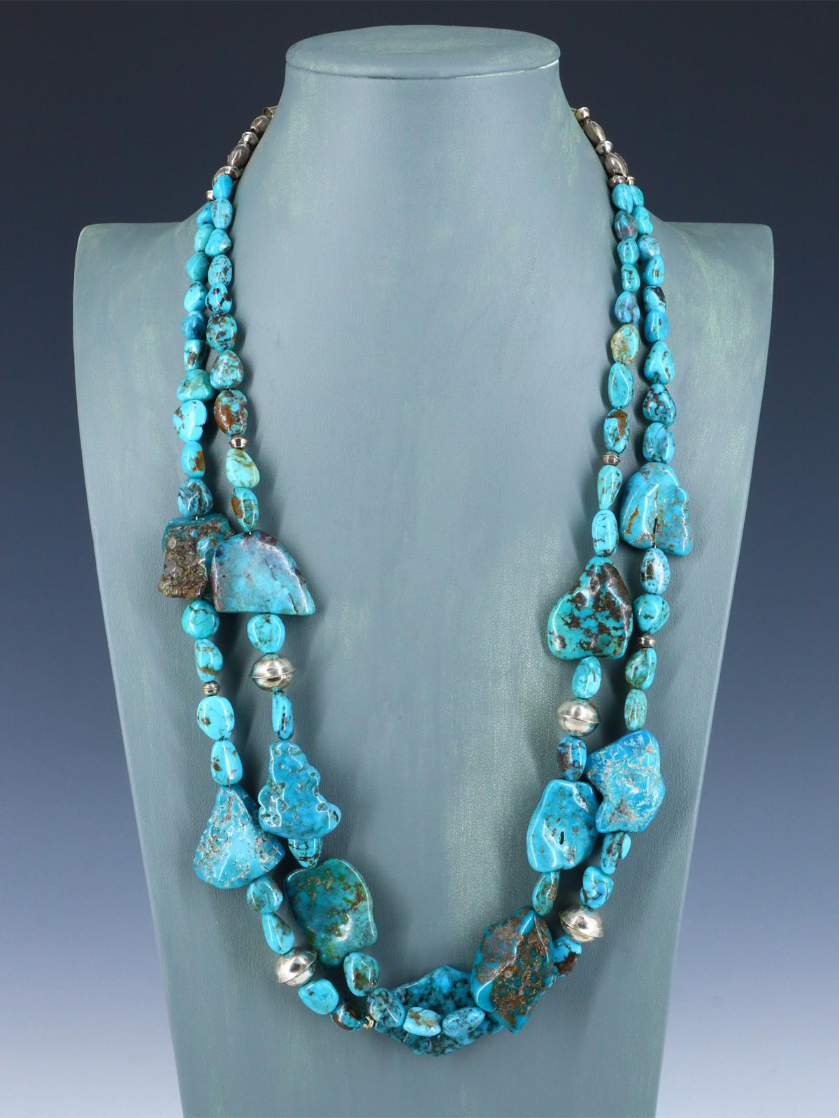 Chunky Native American Double Strand Turquoise Necklace