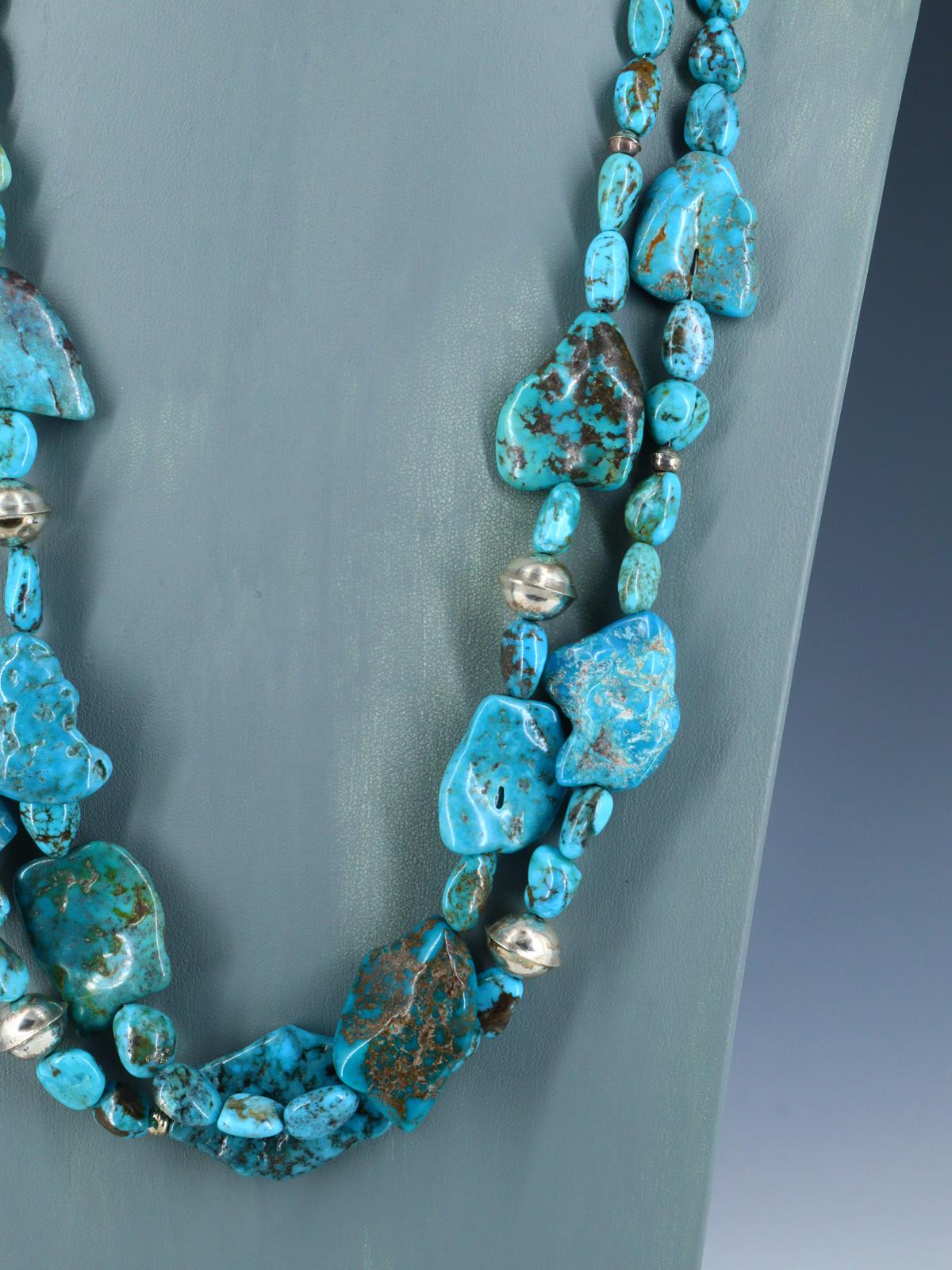 Chunky Native American Double Strand Turquoise Necklace
