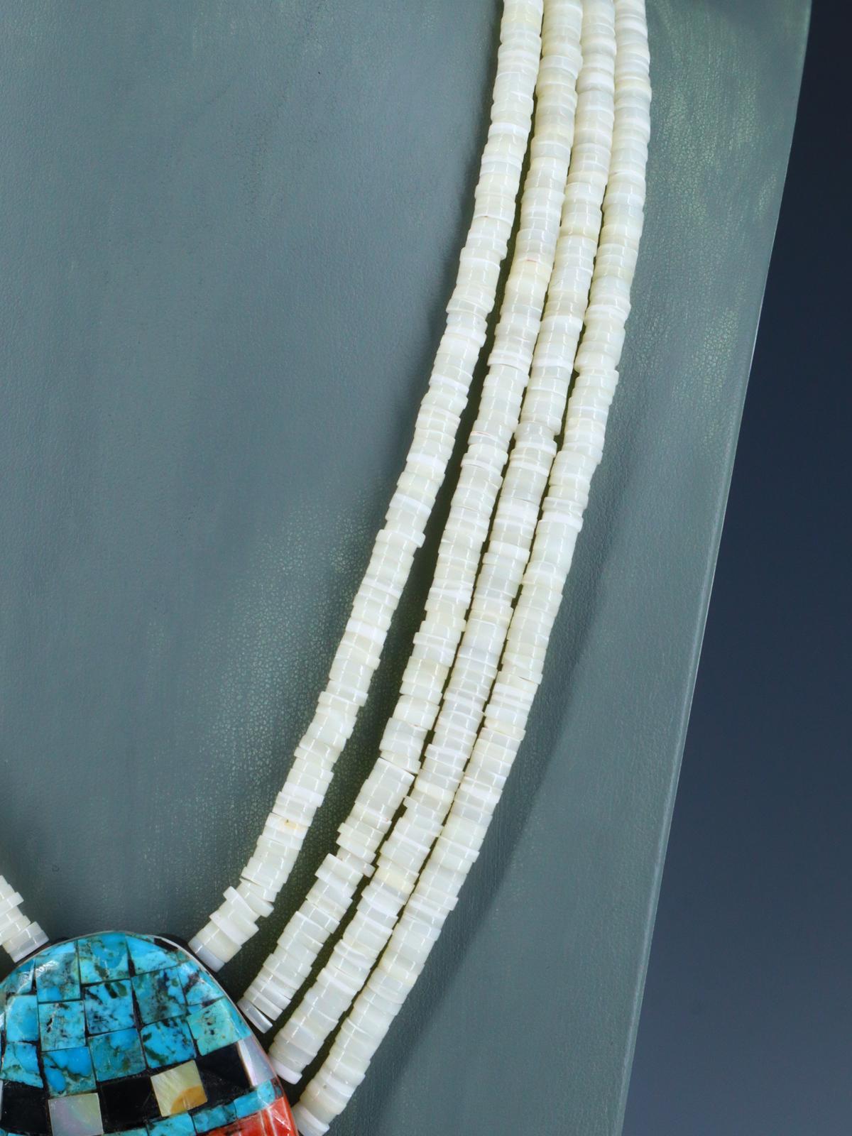 Native American Santo Domingo Mother of Pearl Mosaic Shell Necklace