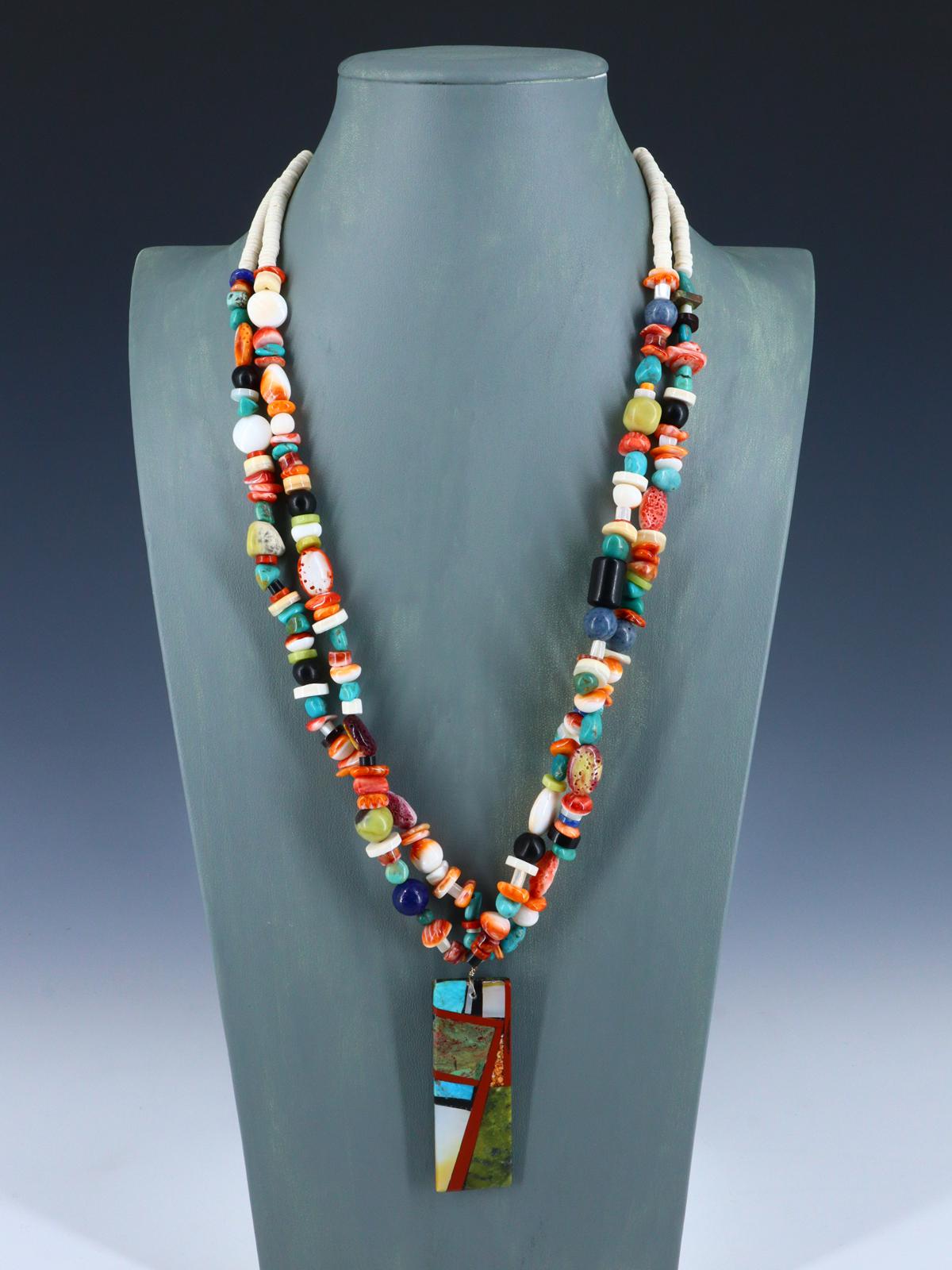 Native American Santo Domingo Multistone Mosaic Necklace