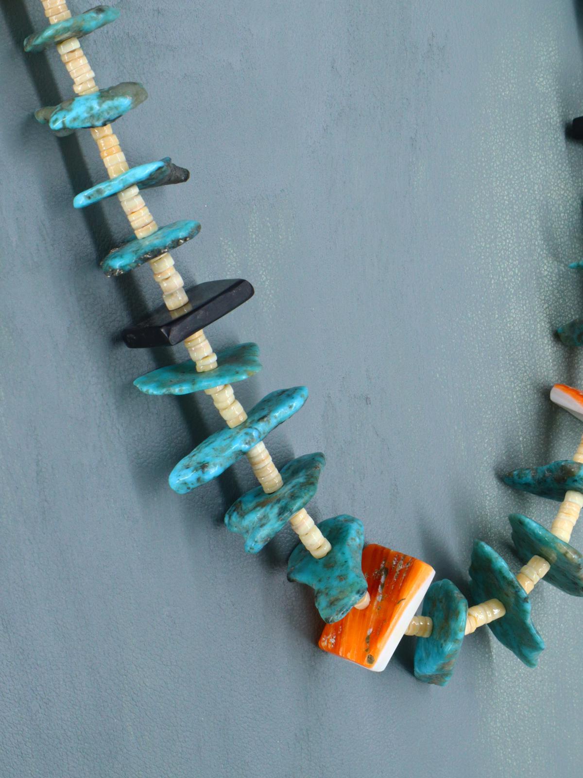 Native American Turquoise and Spiny Oyster Necklace