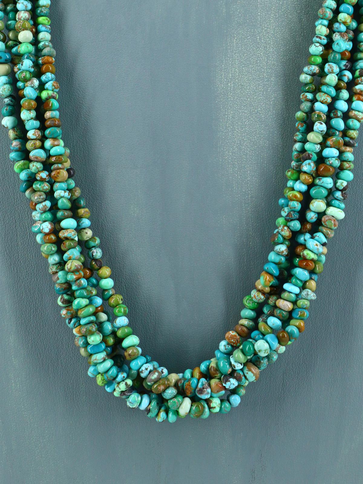 Navajo Five Strand Natural Carico Lake Turquoise Necklace