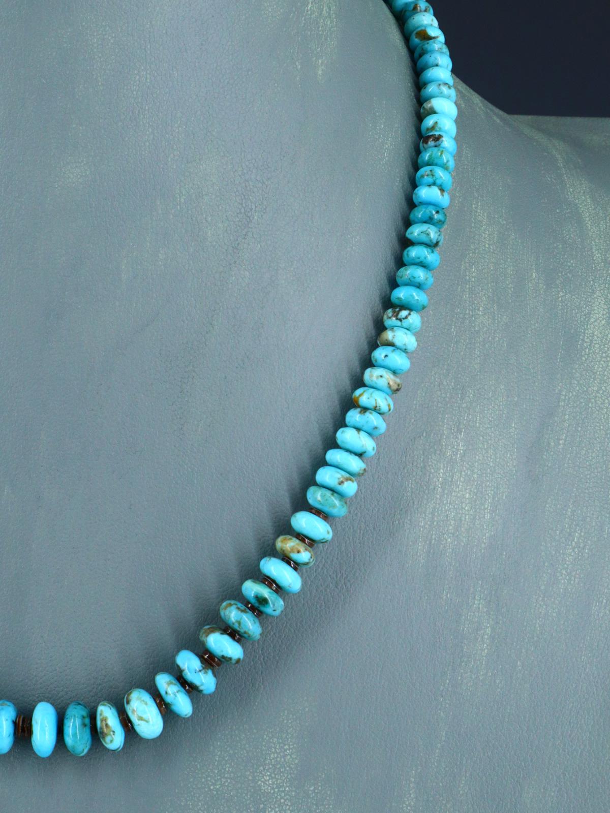 18" Native American Jewelry Single Strand Turquoise Necklace