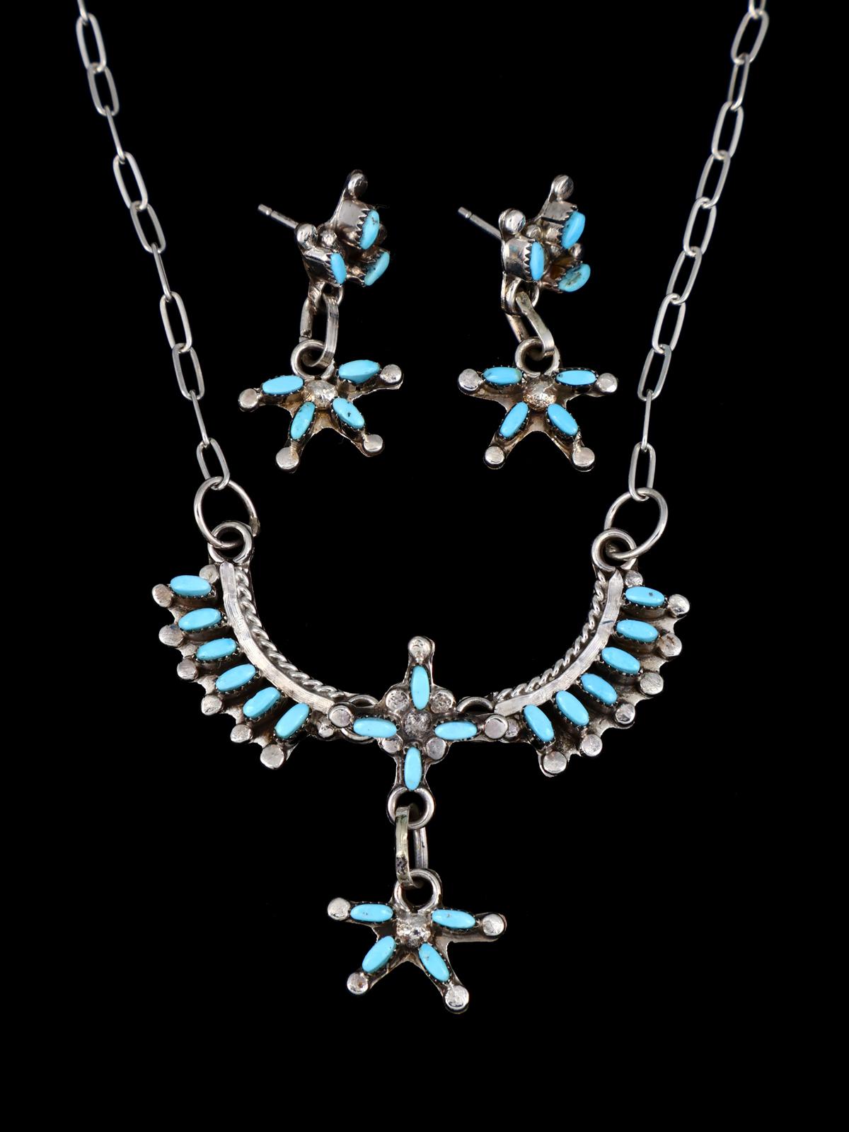 Native American Turquoise Necklace and Earring Set