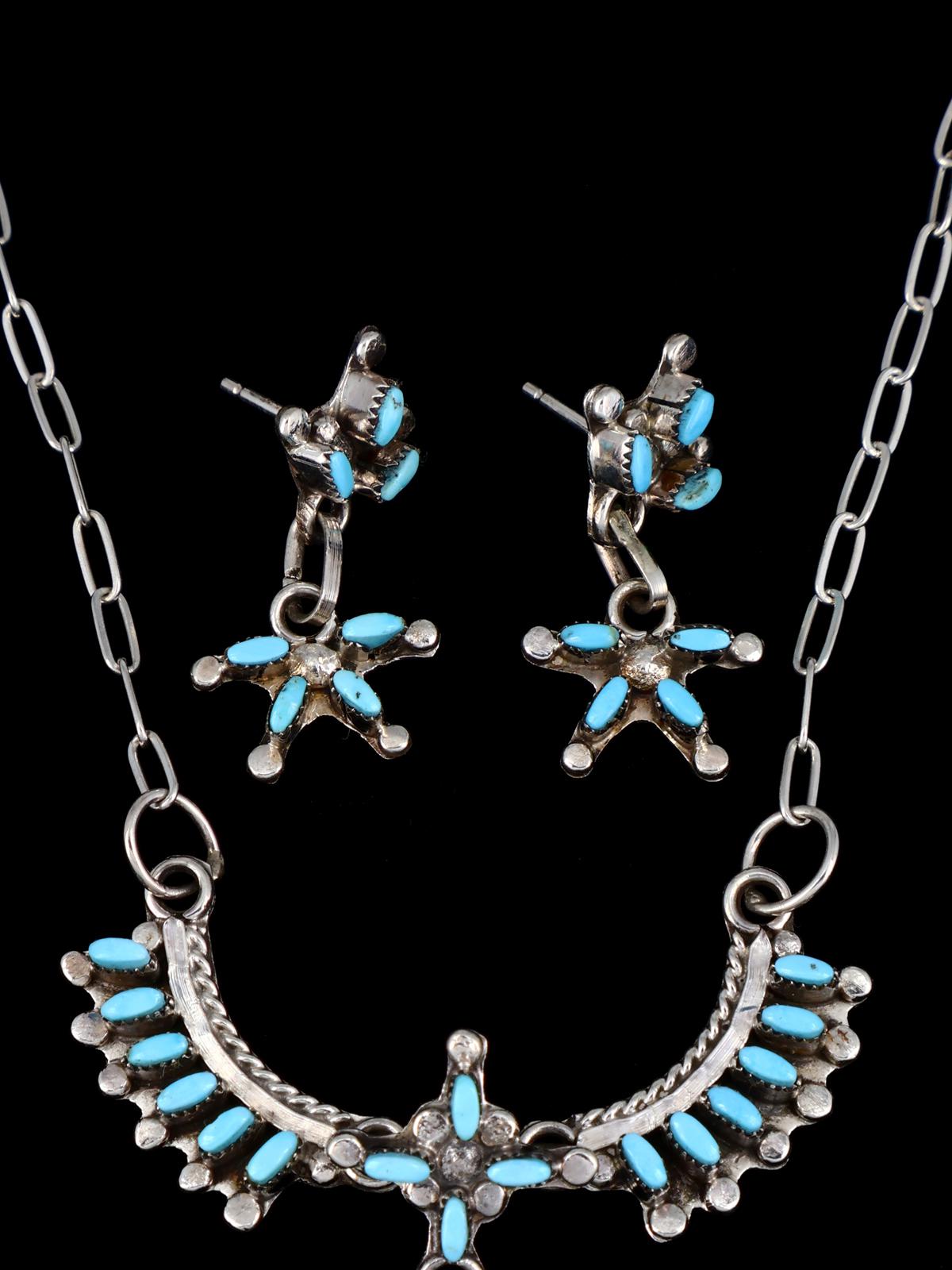 Native American Turquoise Necklace and Earring Set