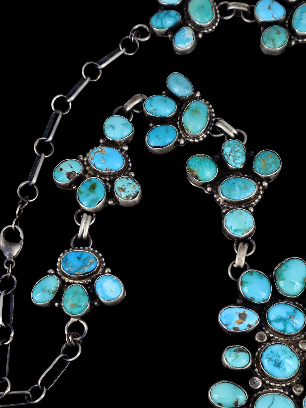 Navajo Sterling Silver Carico Lake Turquoise Lariat Necklace