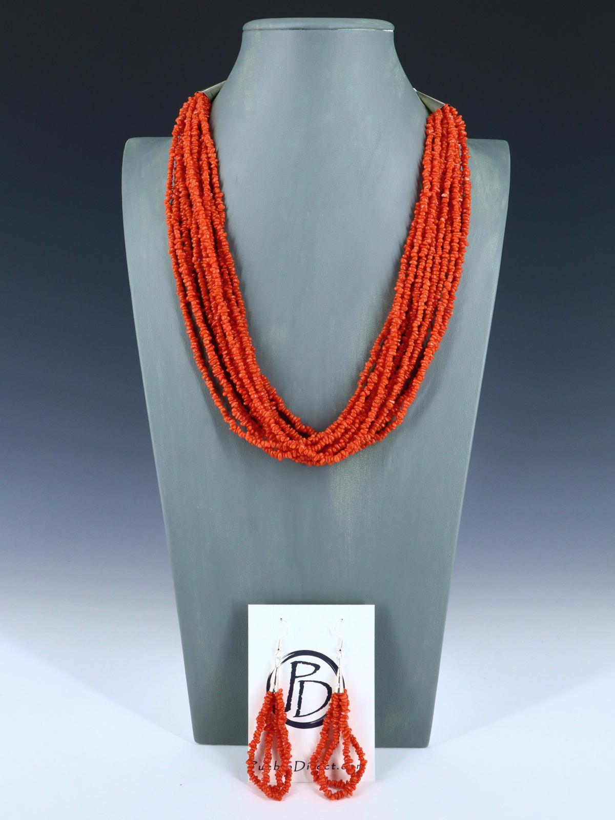 Native American Eleven Strand Coral Necklace