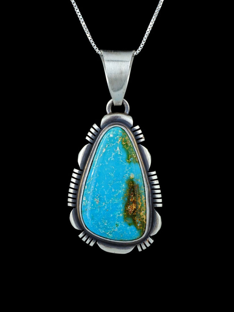 Navajo Jewelry Sterling Silver Compass Turquoise Pendant - PuebloDirect.com