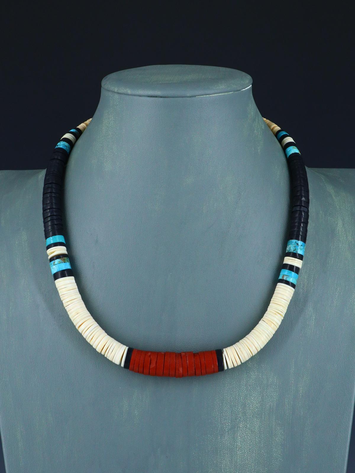 Santo Domingo Shell Heishi and Pipestone Necklace