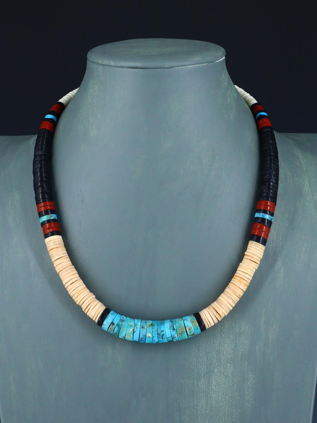 Santo Domingo Shell Heishi and Turquoise Necklace