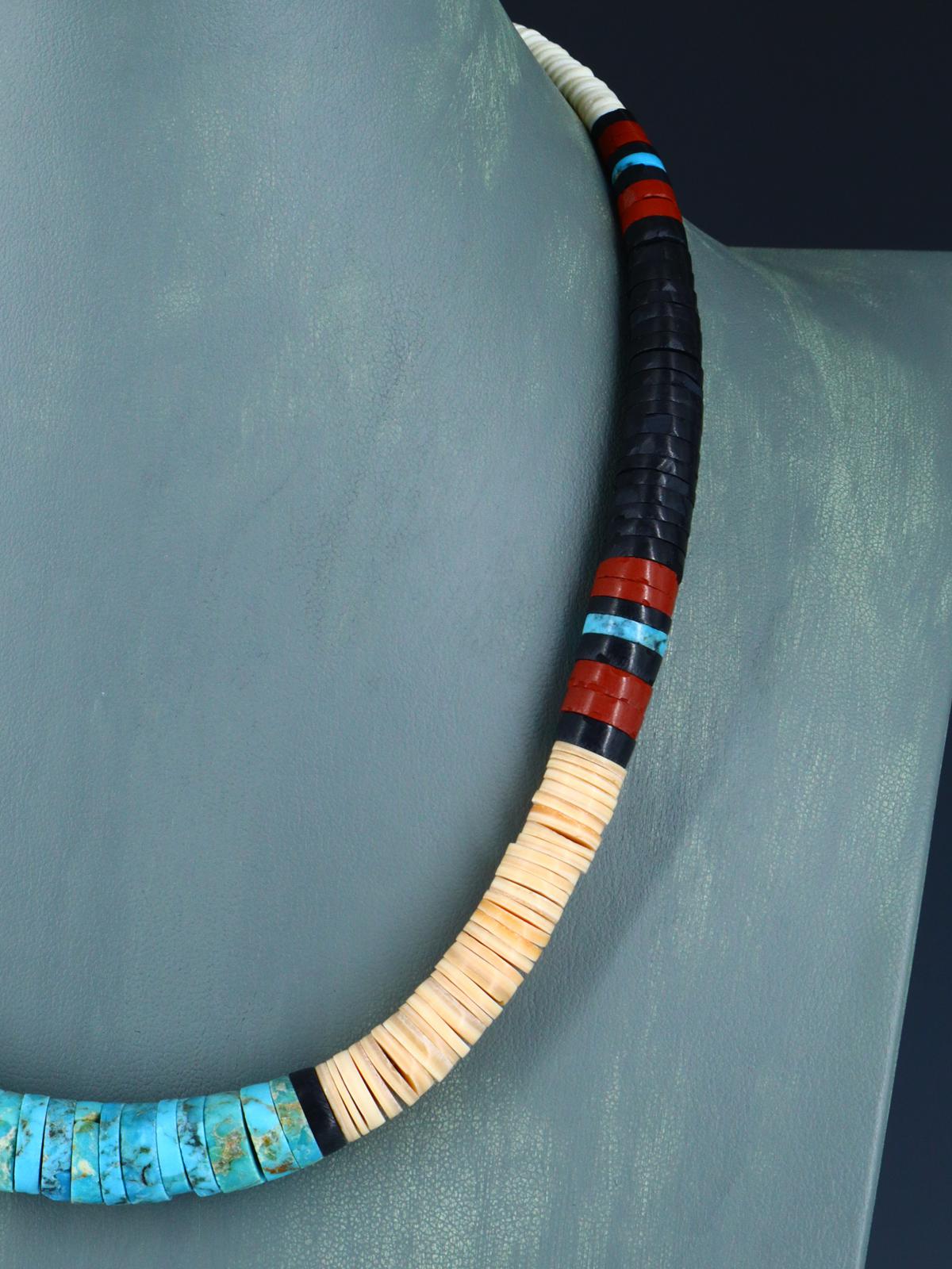 Santo Domingo Shell Heishi and Turquoise Necklace