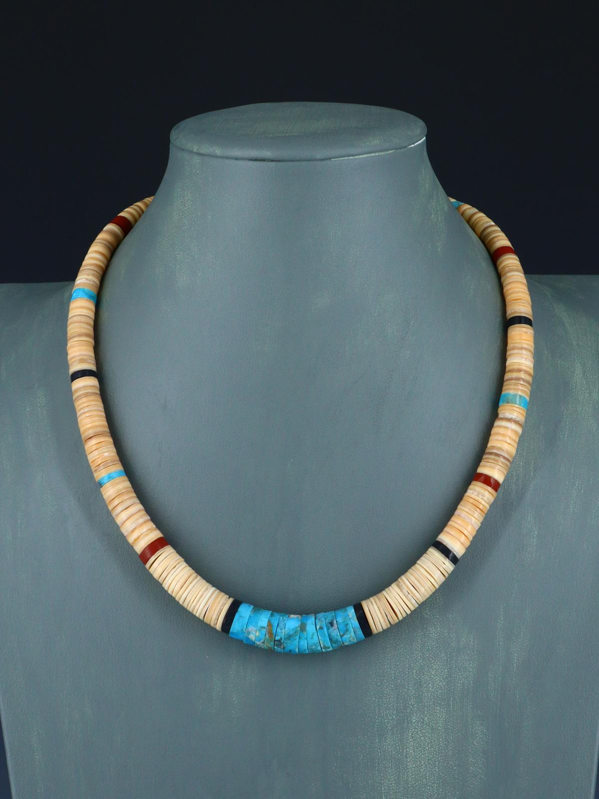 Santo Domingo Shell Heishi and Turquoise Necklace