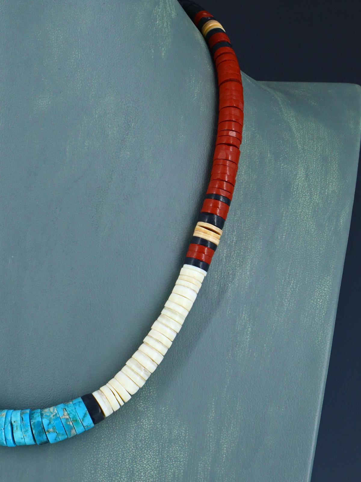 Santo Domingo Shell Heishi and Turquoise Necklace