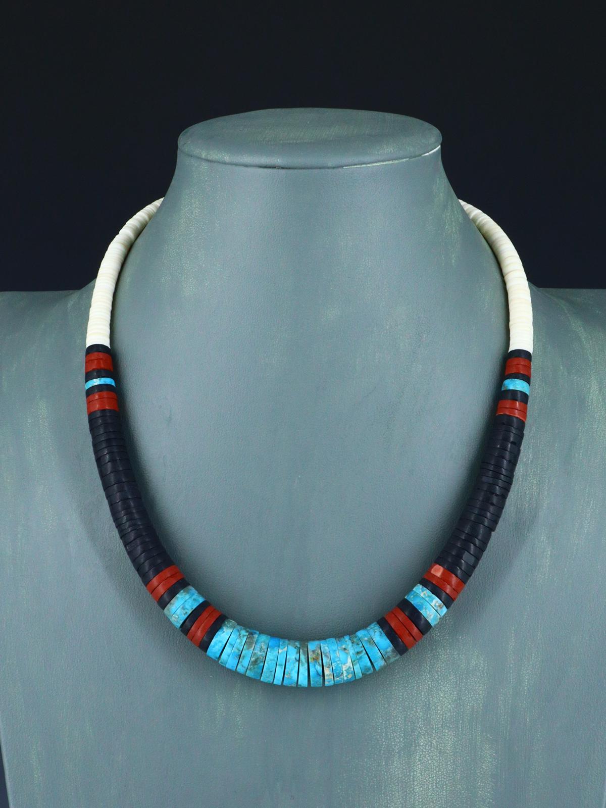 Santo Domingo Shell Heishi and Turquoise Necklace