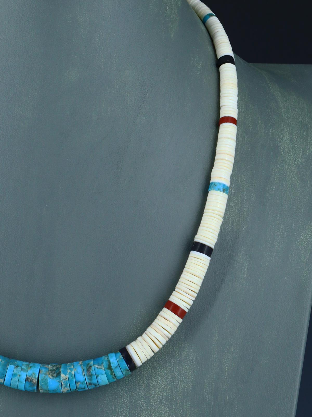 Santo Domingo Shell Heishi and Turquoise Necklace